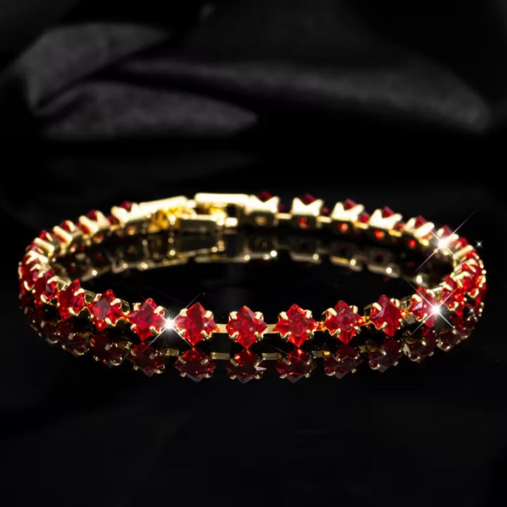 14K Gold 7" Womens 2ct Red Ruby Gemstone Tennis Bracelet New 14 K Silver Jewelry